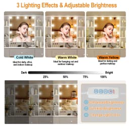 Teousev 7 Drawers Vanity Dressing Table with 10 Dimmable LED Lights, Large HD Mirror Modern Makeup Desk with Ample Storage
