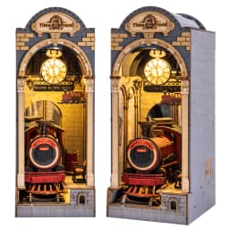 Rolife DIY Book Nook Kit Time Travel Bookend 3D Puzzle Model Building Kit with LED for Bookshelf Decor Gift for Book Lover Adult