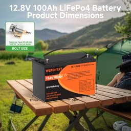 WERCHTAY 12V 100Ah LiFePO4 Lithium Battery for Camping 25000 Cycles Safe Lithium Power for RV Solar System With BMS Protection