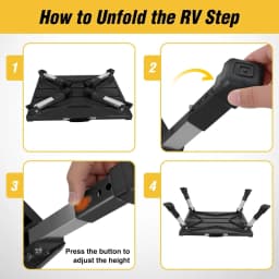 Nilight Portable RV Step Stool Folding Aluminum 19x14.5 Level Adjustable 500lbs Heavy Duty Anti Slip Platform for Camper Trailer