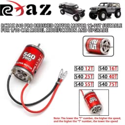 RCXAZ RC 540 PRO Brushed Motor 12T 16T 25T 40T 55T 75T RC 540 Brushed Motor Waterproof For 1/10 RC Car Rock Crawler Buggy Truck Off-Road Vehicle Arrma Traxxas HSP Redcat RC4WD Tamiya Axial SCX10 D90 HPI Upgrade Parts