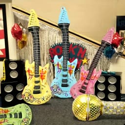 10 Piece Inflatable Instrument Set, Inflatable Guitars in Various Colors, Colorful Inflatable Guitar Rock Party