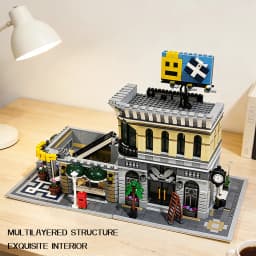 City House Street View Assembly Building Blocks Set Simulation Bank Grand Emporium PalaceCinema DowntownDiner Cityscape Model Creative Puzzle Bricks Toy Room Decoration Ornament Perfect Christmas Festival Gifts For Adults