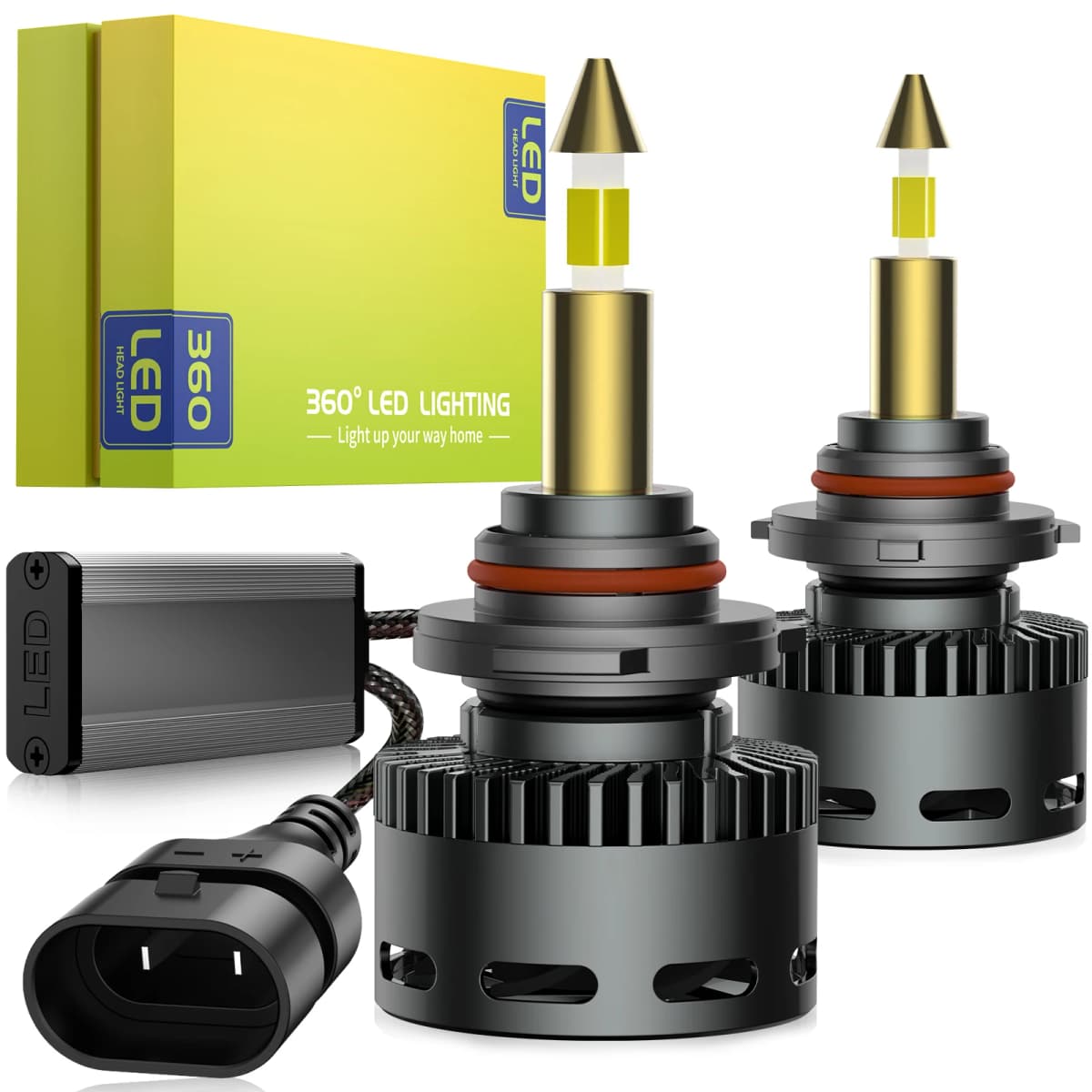 9005/HB3 LED Headlight Bulbs 130W 9-16V 40000LM 6500K 360° Full Illumination 12PCS CSP Chips Car High $ Low Beam Light