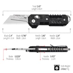 TGZUO Titanium Folding Utility Knife, EDC Pocket Knife with Clipk, Lightweight Box Cutter W/10PCS Razor Blades Outdoor Cutter