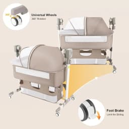 Smart Electric Baby Bassinet Bedside Sleeper with Music Play,Automatic Cradle with 3 Speed Timing and 5 Speed Wobbling,Portable Baby Bed Height Adjustable Crib,with Nets+Mattresses
