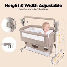 Smart Electric Baby Bassinet Bedside Sleeper with Music Play,Automatic Cradle with 3 Speed Timing and 5 Speed Wobbling,Portable Baby Bed Height Adjustable Crib,with Nets+Mattresses