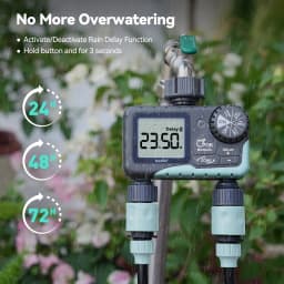 RAINPOINT Water Timer for Garden Hose - 2 Zone Sprinkler Timer with Rain Delay/Manual Watering/Automatic Irrigation for Yard Lawn
