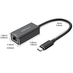 RSHTECH USB C to 1000Mbps Ethernet Adapter 15cm Aluminum RJ45 Gigabit Wired Ethernets LAN Network Cable Converter to Type C for MacBook Pro Laptops
