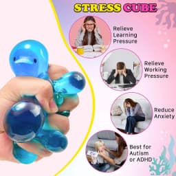 Glow in the Dark Whale Cube Squishy Slow Rising Sensory Fidget Stress Ball, Calming Tactile Toy for Autism ADHD Kids, Holiday Easter Stocking Filler Desktop Gift for Students & Adults
