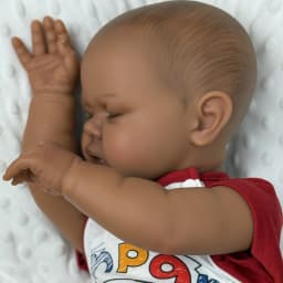 BZDOLL 60cm 24inch Large Asleep Reborn Doll, Black & Brown Skin, Vinyl Limbs Cloth Body, Collectible Birthday Gift