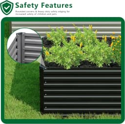 Galvanized Steel Raised Garden Bed Kit for Outdoor Patio, 12x2x2ft Large Rectangular Metal Planter Box, Deep Root Planter for Vegetables, Flowers, Herbs - Black