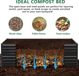 Galvanized Steel Raised Garden Bed Kit for Outdoor Patio, 12x2x2ft Large Rectangular Metal Planter Box, Deep Root Planter for Vegetables, Flowers, Herbs - Black