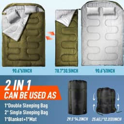 Double Camping Sleeping Bag Ultralight Waterproof 4 Season Warm Envelope Backpacking Sleeping Bags for Outdoor Traveling Hiking