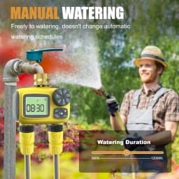 Insoma Dual Outlets Water Timer Home Garden Automatic Watering Irrigation System with Brass Inlet for Outdoor
