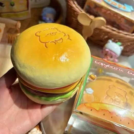 Squishy "Mujika" Capybara Burger Original IP "Xiaojili" Squeeze Toy – Slow-Rising Stress Reliever