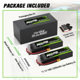 OVONIC 3S 100C 2200mAh 11.1V Lipo Battery with Dean Connector & Lipo Voltage Checker for RC Airplane Small to Medium-Sized Aircraft