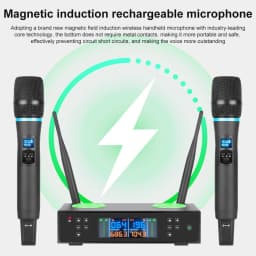 NXG S600 Professional Wireless Charging Wireless Microphone Receiver Set,Integrated Charging & Storage Base, High Fidelity Clear Vocal Sound, UHF Long Range Transmission, For Karaoke Singing, Speeches & Live Events