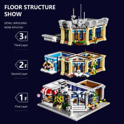 Town Police Station with 6 Figures Modular Buildings Blocks City Center Street View Apartment Store Architecture Brick Model Kit Boys Toy Adults Kid Gift 3111PCS