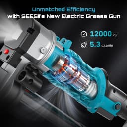 Seesii Grease Gun 12000PSI 2-in-1 Electric Grease Gun Kit & 4000 PSI Mini Portable Grease Gun Kit Car Oil Pump Oil Change Tool with 2.0Ah Battery Flexible Hose for Automotive Marine Easy Priming Works