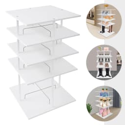 Multi-tier Shoe Storage Rack, Rotating Shoes Shelf Organizer, Shoe Rack, 360° Revolving Footwear Storage Tower for Apartment Hallway Shoe Shop Display