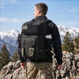 45L Large Capacity Tactical Gym Backpack Sports Backpack with Dual Water Bottle Cup Holders Outdoor Camping Fitness Gear Storage Backpack for Workout Training Hiking Trekking Travel Sports EDC Daily Carry Fitness Enthusiast Backpack Bag