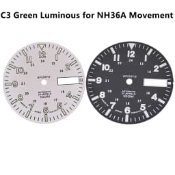 28.5mm/1.11in Super Lumin Dial for NH36A Movement C3 Green Luminous Watch Face Dial Plate Replacement Black/White Watch Parts