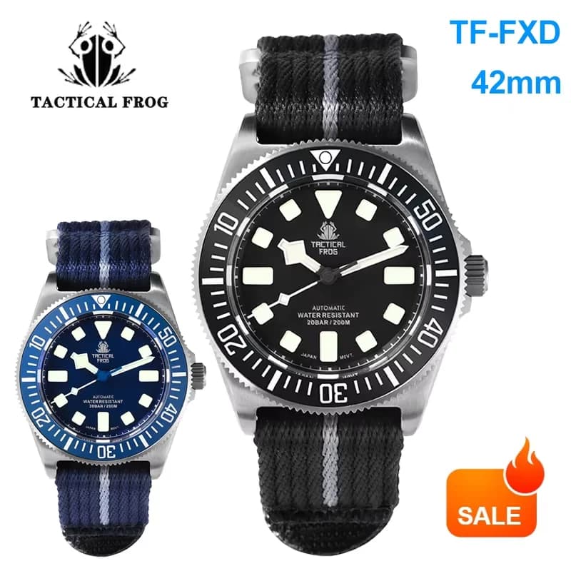 Tactical Frog Titanium Mechanical Watch 42mm FXD Men Watch NH35 Automatic Movement Sapphire 200m Waterproof Luminous Wristwatch