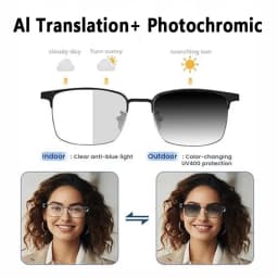 Smart glasses, app translation, color-changing lenses, high-definition voice calls, Hi-Fi music quality, open-ear audio glasses.