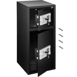 SucceBuy 33" Double Door Safe Deposit Box Secret Hidden Piggy Bank Steel Separate Storage Space Electronic Lock for Office Home