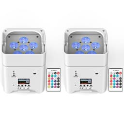 U'King 2PCS RGBWA+UV 6IN1 Battery LED Par Light DMX 512 Wireless Remote Control 6x18W Led Stage Light for Disco DJ Party Concert