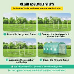 SucceBuy Walk-in Tunnel Greenhouse Galvanized Frame & Waterproof Cover 15x7x7/10x7x7/20x10x7/12x7x7 ft Greenhouses & Cold Frames