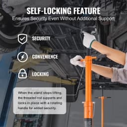 SucceBuy Underhoist Stand 3/4 Ton Capacity Pole Jack, Lifting from 43.3" to 70.9" Triangular Base Two Wheels Automotive Support