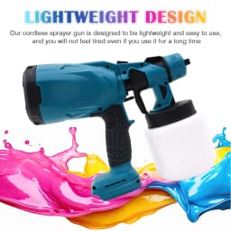 HVLP Paint Sprayer Cordless Electric 21V Airless 600W 800ML With 2x2000mAh Battery for Doors Fences Furniture Wall Cabinet Garde