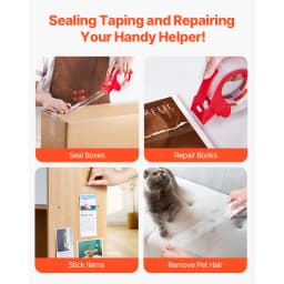 SucceBuy 6 Rolls 59M Transparent Tape BOPP Paper Packaging Sealing Tape with 6pcs Dispenser for Box Moving Packing, Shipping