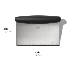 6.3 Inch Stainless Steel Bench Scraper, with 1-5 Inch Measurement Markings, Multi-Purpose for Dough, Veggies.