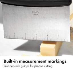 6.3 Inch Stainless Steel Bench Scraper, with 1-5 Inch Measurement Markings, Multi-Purpose for Dough, Veggies.