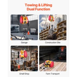 SucceBuy 2-in-1 Electric Hoist 1100 lbs 1800W Wired/Wireless Portable Power Winch 98 ft Lifting Height for Garage Factory Towing