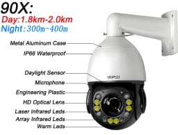Laser Infrared Full Color Auto Tracking Cruise Real-Time 25fps 8MP 4K 90X Optical Zoom 360° Onvif POE PTZ IP Surveillance Speed Dome Camera