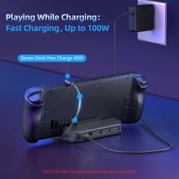 NEWDERY Steam Deck Dock 6 in 1 Steam Deck Rog Ally Docking Station Stand 3*USB 3.0 HDTV 4K@60Hz Gigabit Ethernet PD 100W Hub