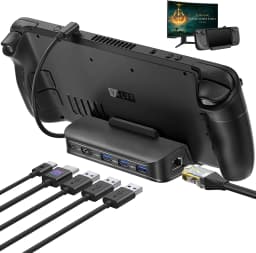 NEWDERY Steam Deck Dock 6 in 1 Steam Deck Rog Ally Docking Station Stand 3*USB 3.0 HDTV 4K@60Hz Gigabit Ethernet PD 100W Hub