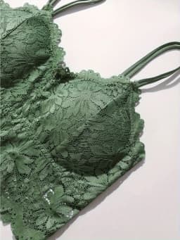 4pcs Women'S Sexy Lace Bra & Panty Set, Breathable & Comfortable, Removable Bra, Stretchy Lingerie Set
