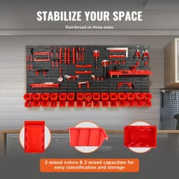SucceBuy 30Bin Wall Mounted Storage Bins Parts Rack Organizer Garage with Wall Panels Hooks Plastic Shop Tool for Screw Nails