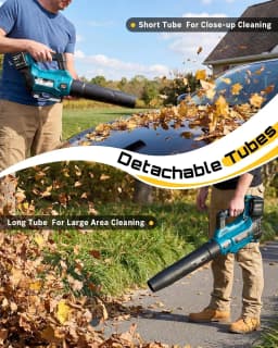 SEESII 40V Brushless Electric Turbo Blower 680CFM Cordless Snow Removal Leaf Blower 20000RPM Dual Battery Work for Lawn Care Debris Dus For Makita 18V Battery Pin