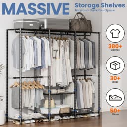 Clothes Rack Storage Organizer Wardrobe Hanging Clothes Freestanding Portable Heavy Duty 960 lb for Cloakroom Bedroom Entrances