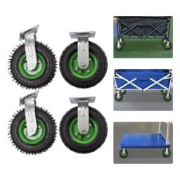 8'' Pneumatic Swivel Casters Set of 4 Heavy Duty Air Tires Rubber Wheel with Bolt on for Workbench Furniture Cabinet Woodbox