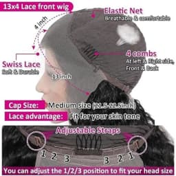 Blue Deep Wave Lace Front Wigs for Women 250 Density Lace Front Wig 13x4 HD Transpaent Lace Front Wigs Human Hair with Baby Hair