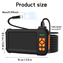 Borescope Endoscope, 4.3" 1080P HD IPS Screen, 8 LEDs,IP67 , Semi-Rigid Waterproof Camera for Drain/Auto/HVAC/Plumbing