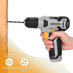 DEKO 8V Cordless Drill Set Mini Power Driver with 3/8"Keyless Chuck 42pcs Acessories Built-in LED Power Drill for Drilling