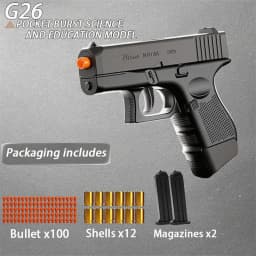 G26 toy gun, soft bullet toy gun - the perfect toy for all ages, fully accessorized, black